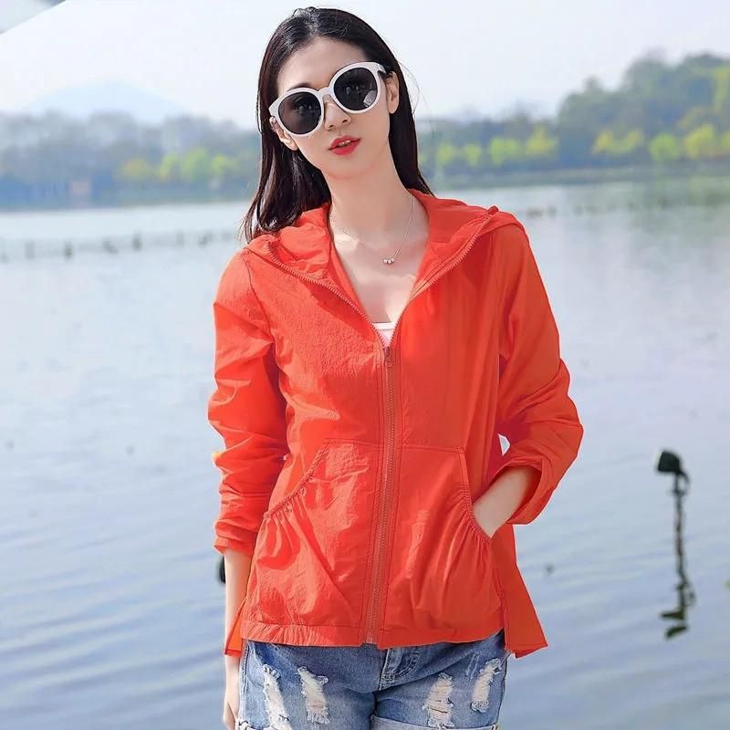 Forward Short Back Long Sun Protection Clothing Ladies Short Summer Fashion Hooded Breathable Long Sleeves Air Conditioner Shirt