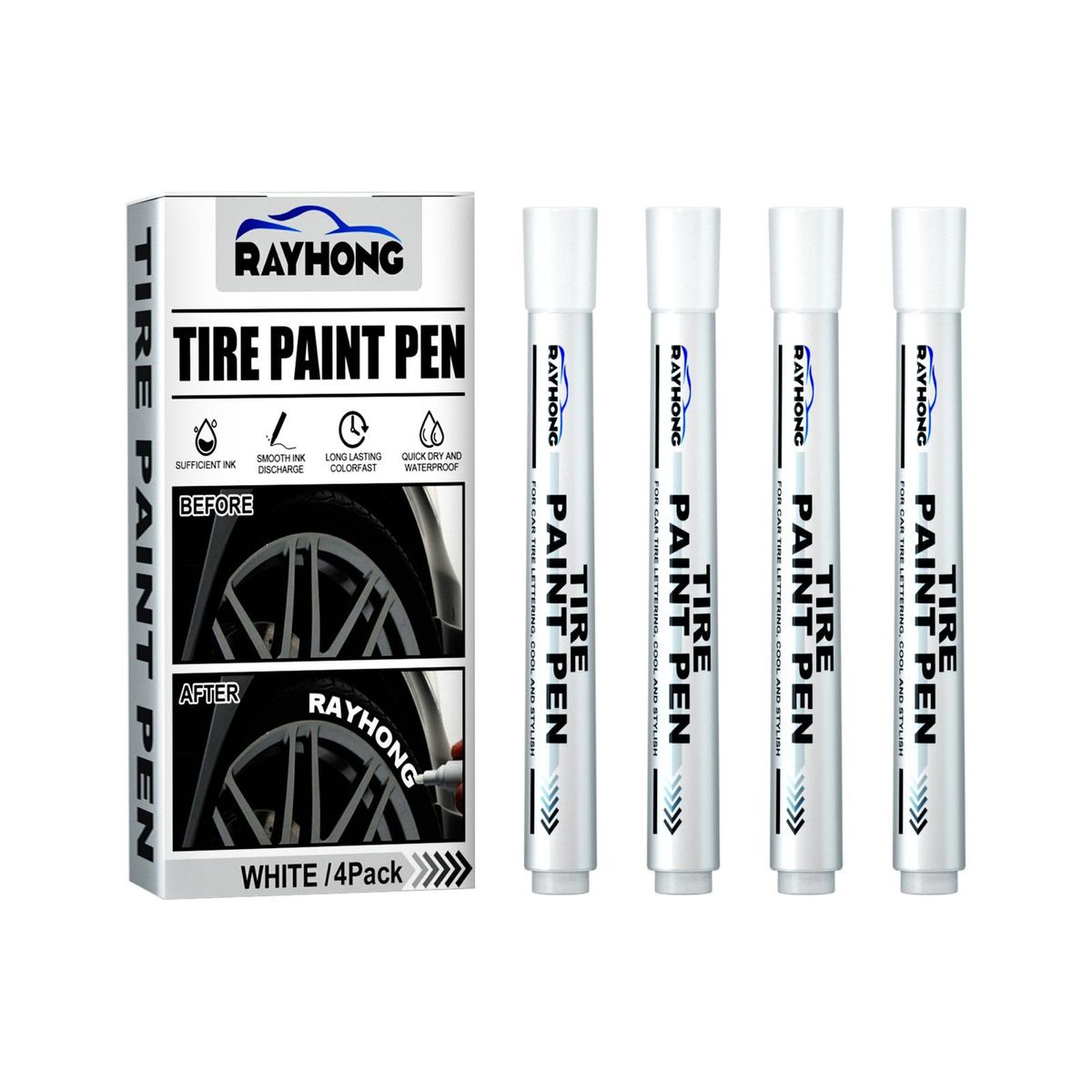 4PcsBox Graffiti Marker Auto Rubber Tyre Paint Marker Pen