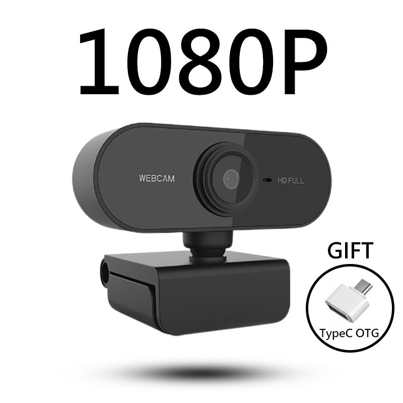 Webcam Full HD  Mini Camera With Microphone USB Plug And Play Web Cam Video Call For PC Laptop Desktop Computer Accessories-BLACK 1080P