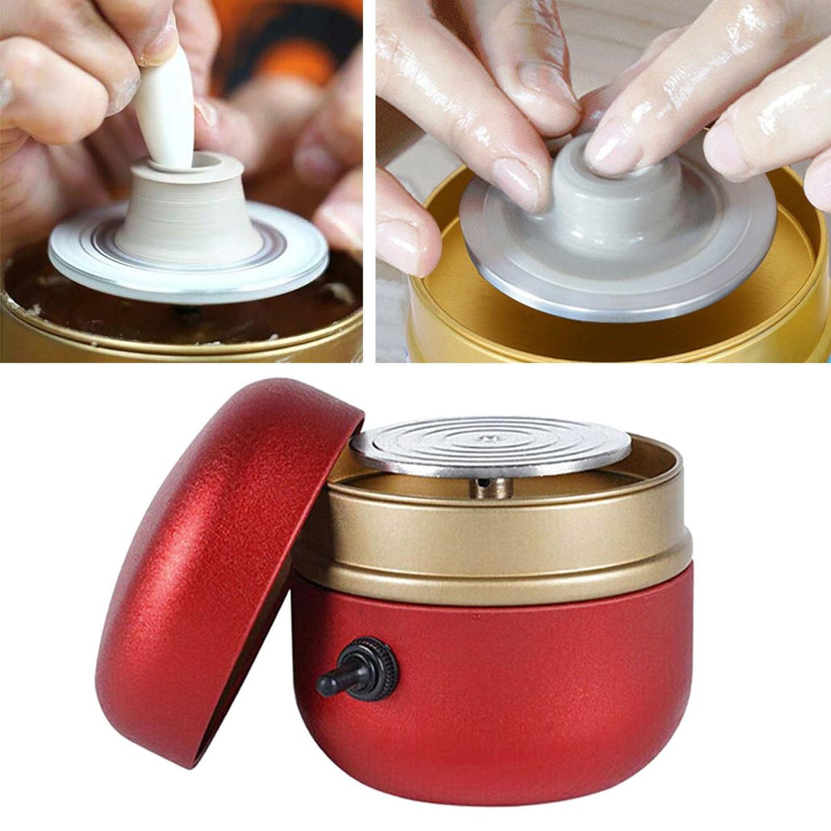 Metal Electric Pottery Wheel Turntable Forming Machine Red