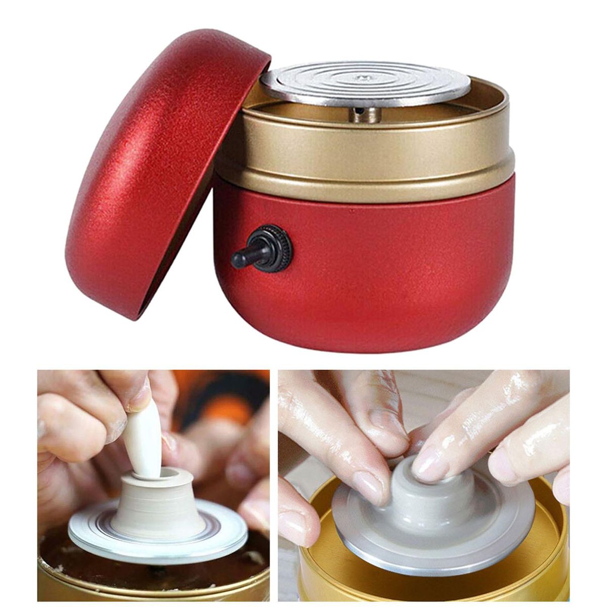 Metal Electric Pottery Wheel Turntable Forming Machine Red