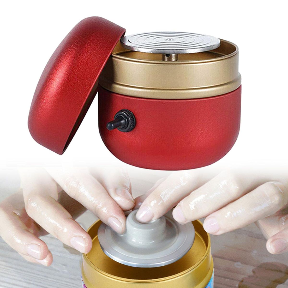 Metal Electric Pottery Wheel Turntable Forming Machine Red