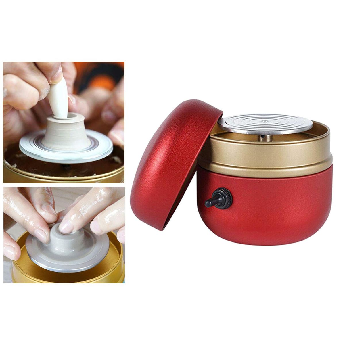 Metal Electric Pottery Wheel Turntable Forming Machine Red