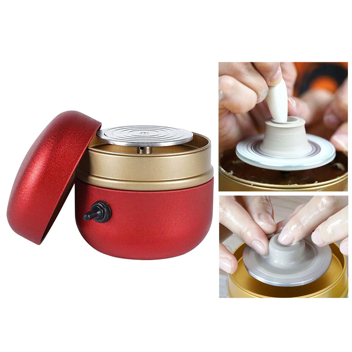 Metal Electric Pottery Wheel Turntable Forming Machine Red