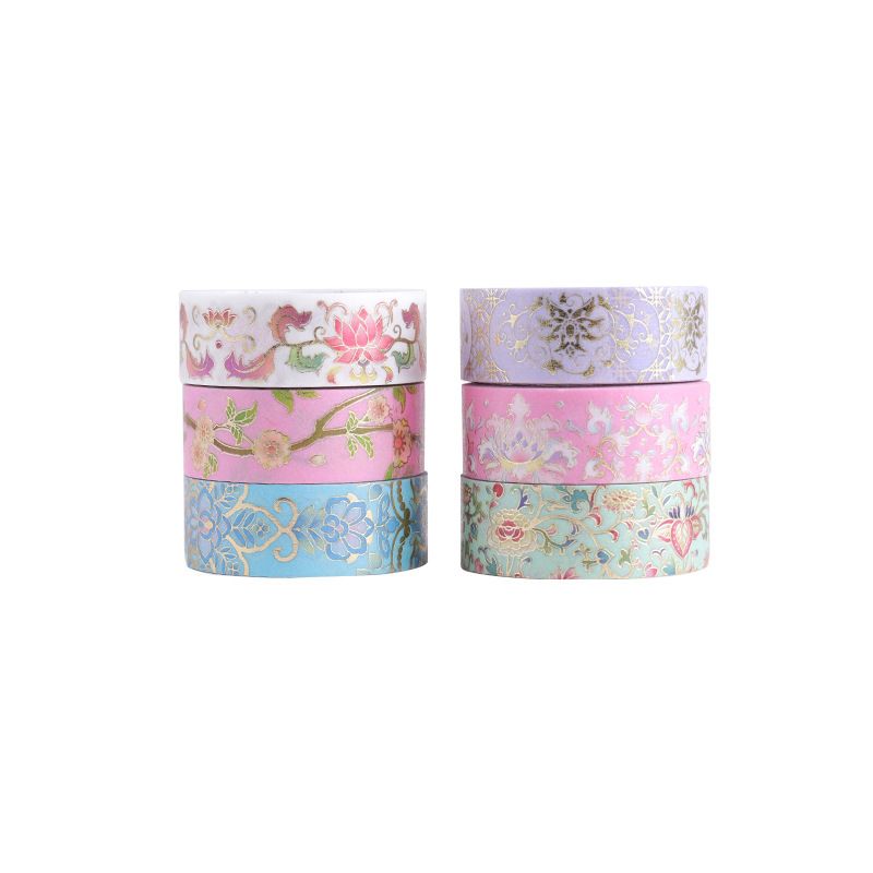 10pcs Lot Golden Foil Flowers Washi Tapes For Scrapbooking