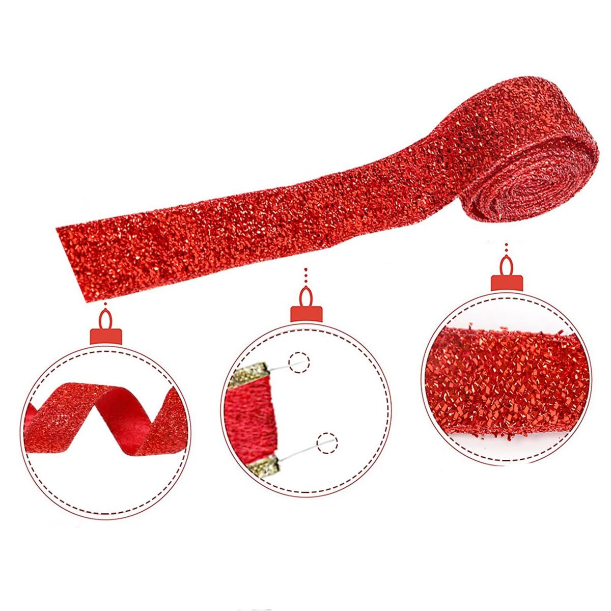 Gift Wrapping Ribbon Christmas Wreath Decor Ribbon Red