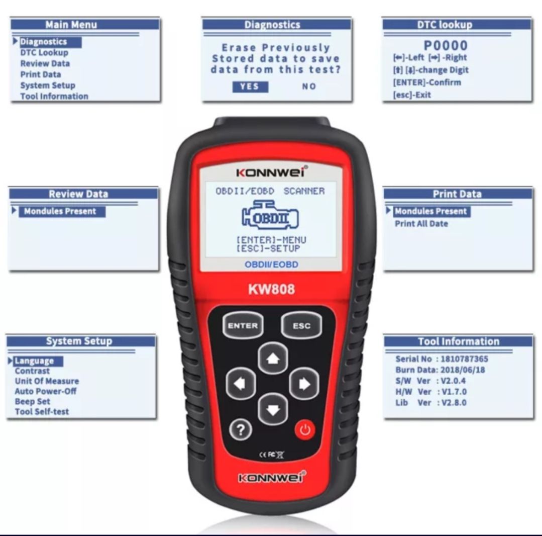 KW808  OBD2 CAR AUTO DIAGONISTIC SCANNER