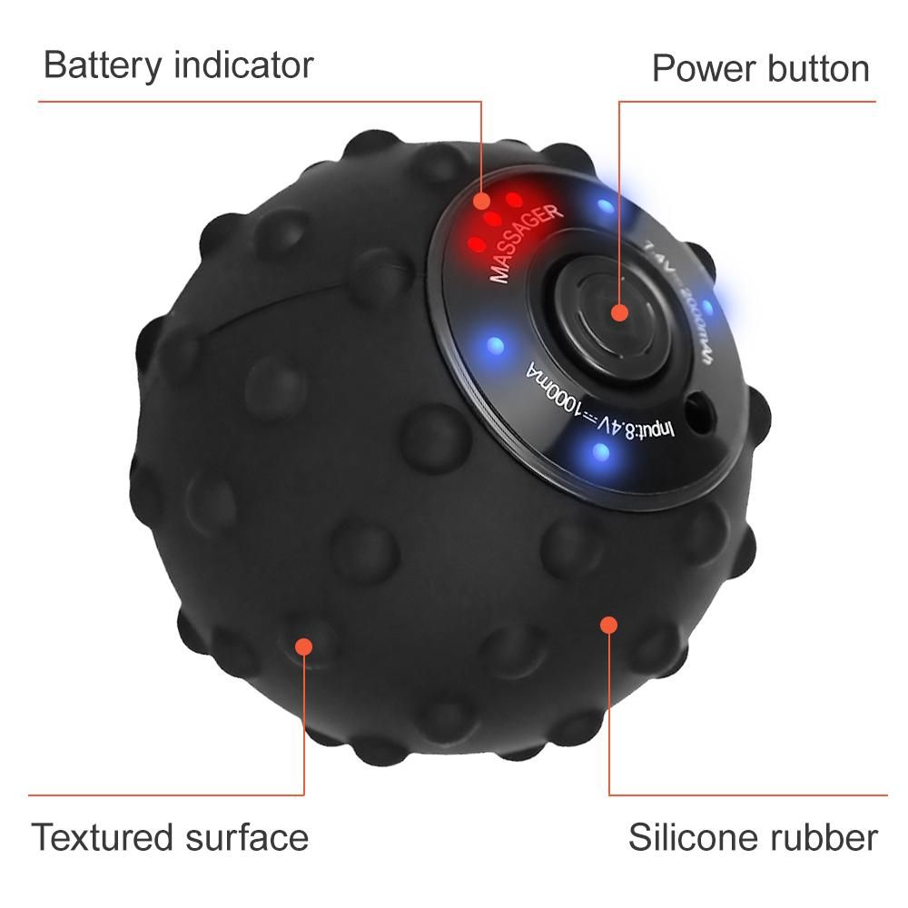 4 Speed Vibrating Massage Ball Mini Rechargeable Vibration Ball Pilates Yoga Back Muscle Recovery Massage Roller for Spine Neck Back Pain Relief Muscle Trigger Point