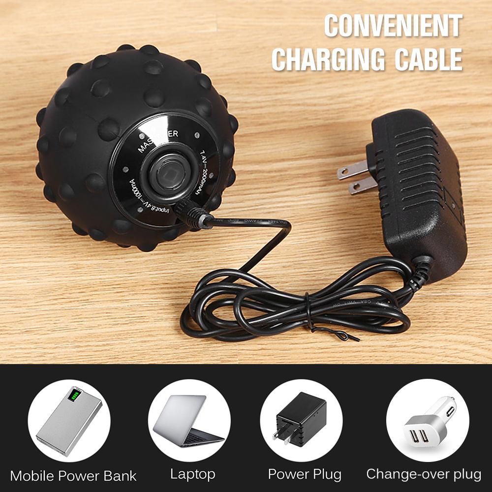 4 Speed Vibrating Massage Ball Mini Rechargeable Vibration Ball Pilates Yoga Back Muscle Recovery Massage Roller for Spine Neck Back Pain Relief Muscle Trigger Point
