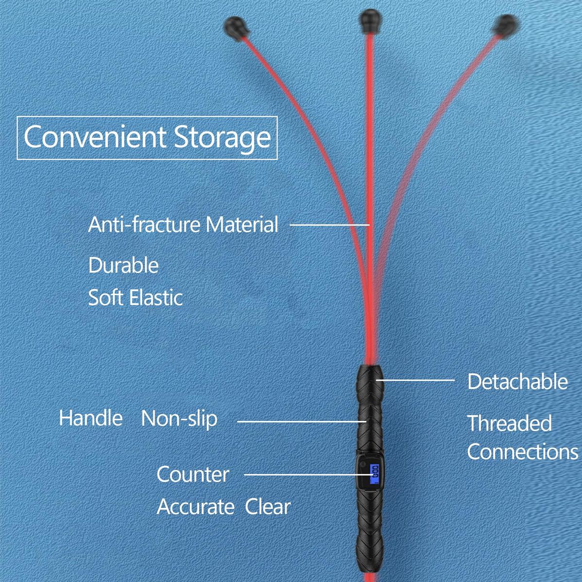 Fitness Bar Counting Function Elastic Workout Rod High-Frequency Vibration Exercise Stick Functional Training Muscle Train Fat Burning Fitness Stick Detachable Total Body Exercise Rod