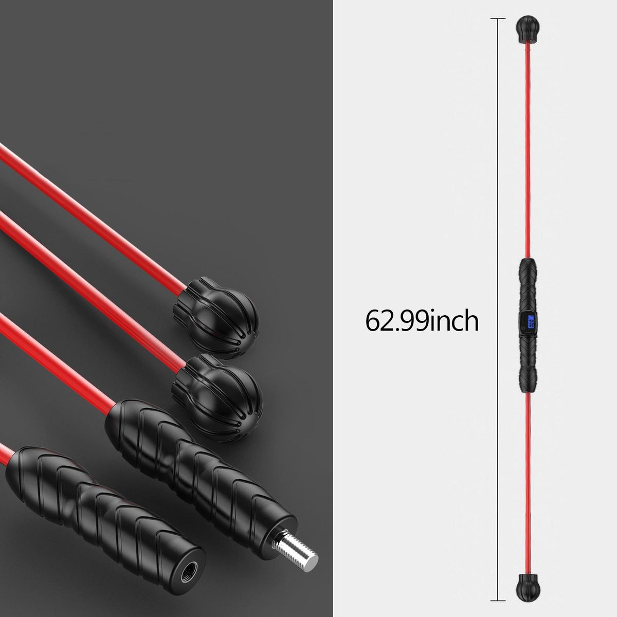 Fitness Bar Counting Function Elastic Workout Rod High-Frequency Vibration Exercise Stick Functional Training Muscle Train Fat Burning Fitness Stick Detachable Total Body Exercise Rod