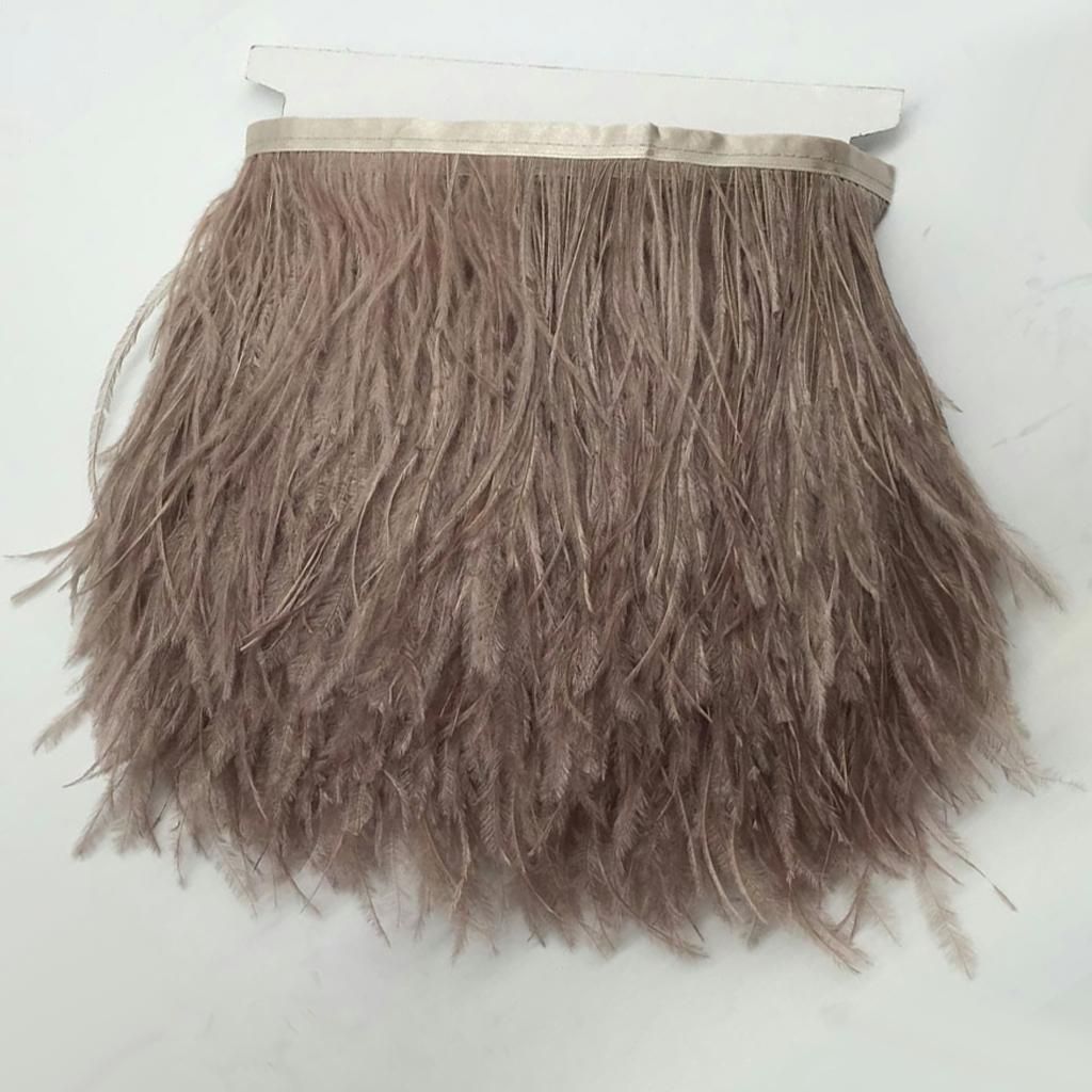 Wholesale 1 Yard DIY Ostrich Feather Ribbon Fringe Clothing Bag Brown