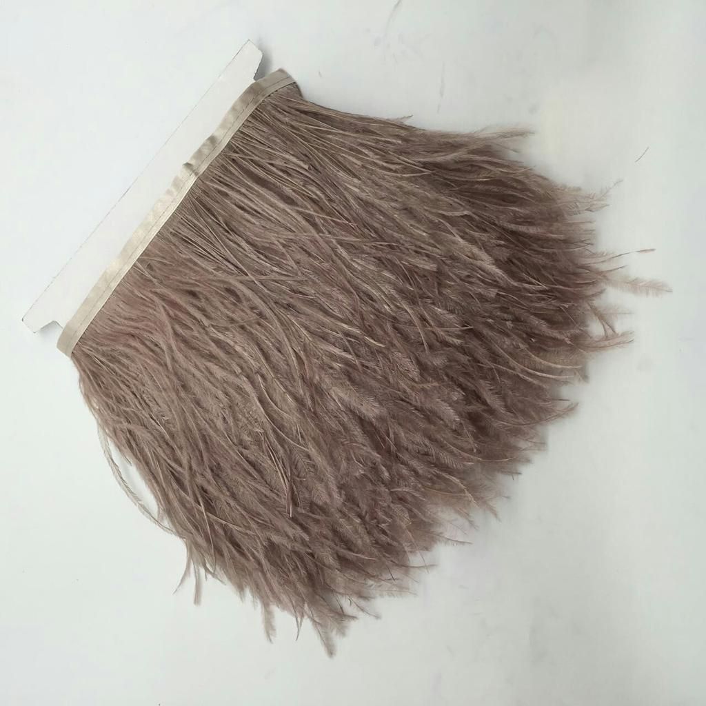 Wholesale 1 Yard DIY Ostrich Feather Ribbon Fringe Clothing Bag Brown