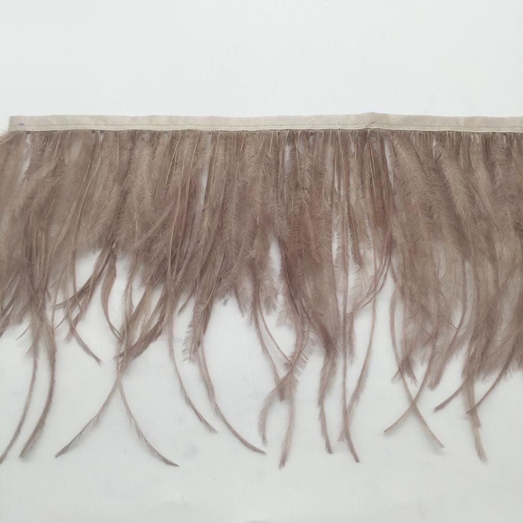 Wholesale 1 Yard DIY Ostrich Feather Ribbon Fringe Clothing Bag Brown