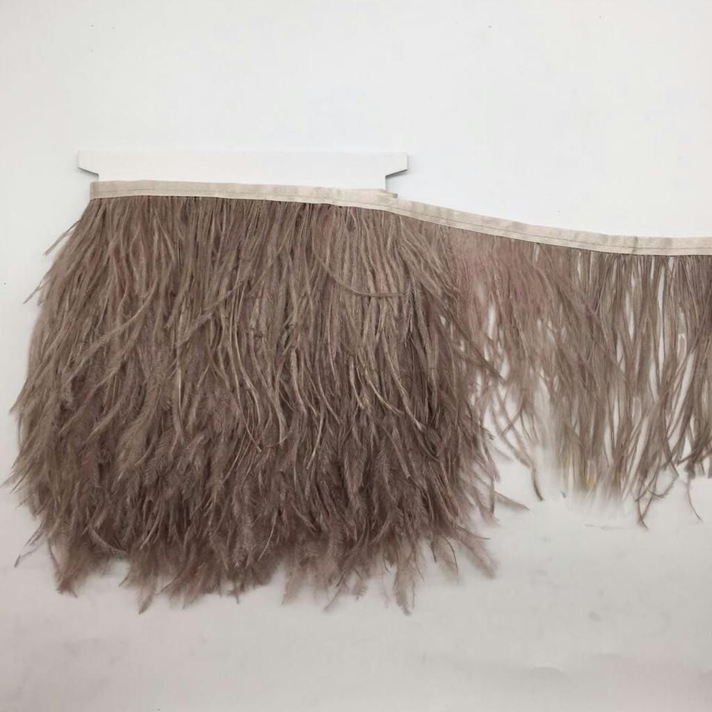 Wholesale 1 Yard DIY Ostrich Feather Ribbon Fringe Clothing Bag Brown