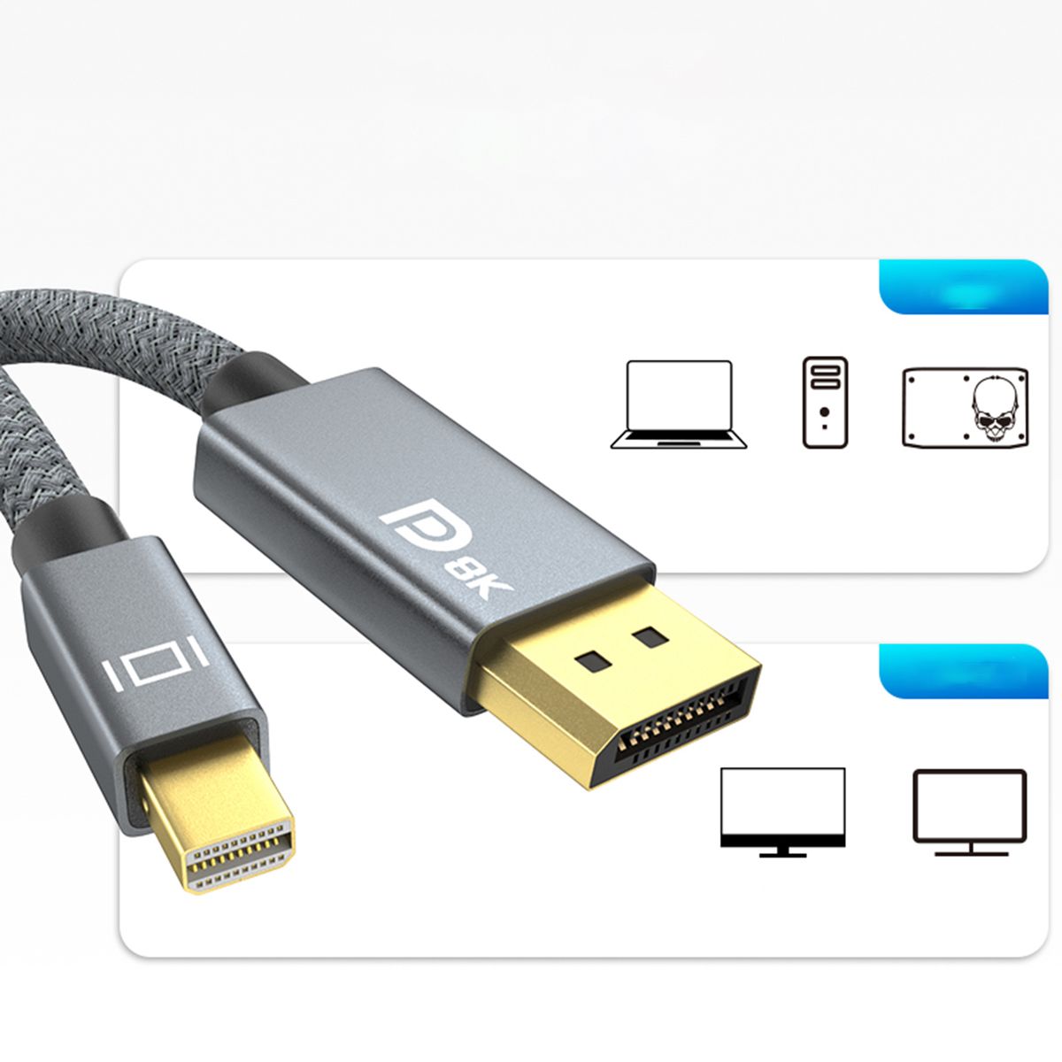 Mini DisplayPort To DisplayPort Cable Minidp To DP 4K Resolution