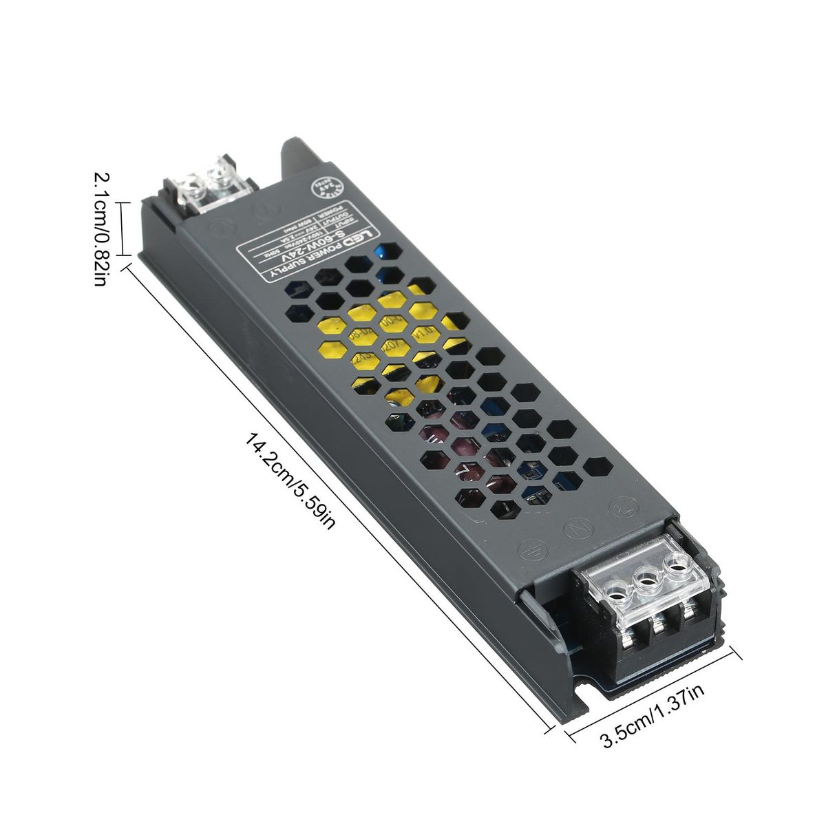 Neoglint Ultra Thin Power Supply Adapter Transformer for LED Strip Light AC190V-240V to DC 24V 2.5A 60W Power Supply Switching Converter Indoor Use