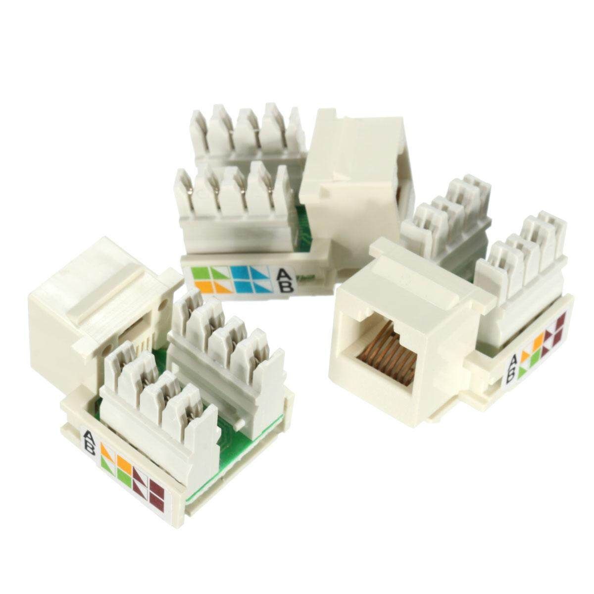 20Pcs Keystone Jack Cat5e White 110 Punch Down Network Ethernet 8P8C RJ45 Lot