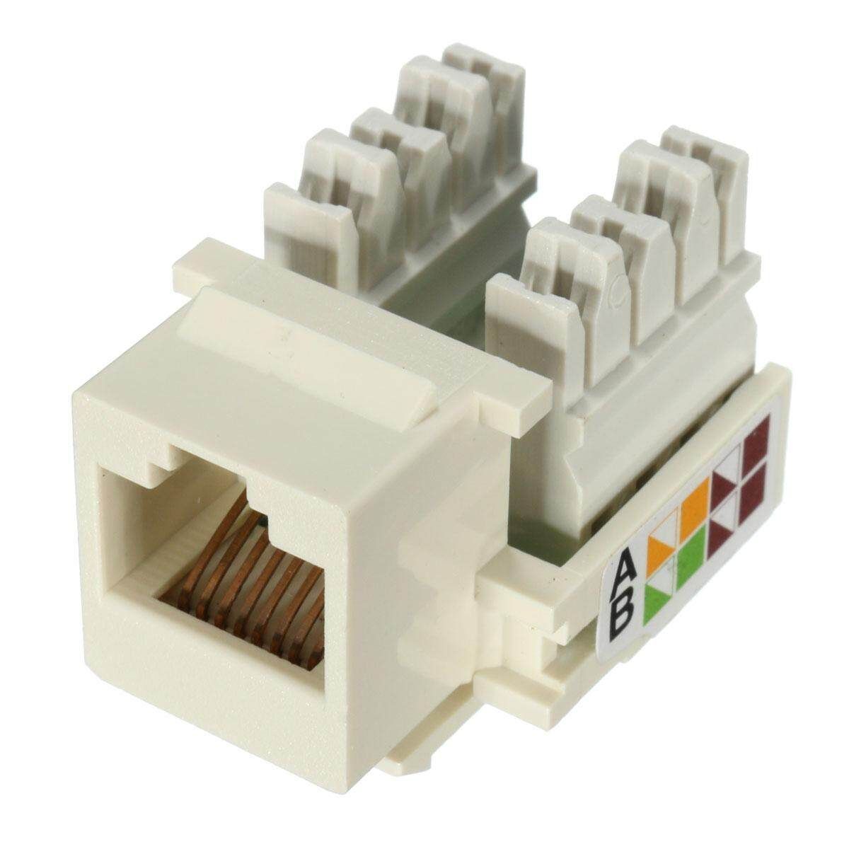 20Pcs Keystone Jack Cat5e White 110 Punch Down Network Ethernet 8P8C RJ45 Lot