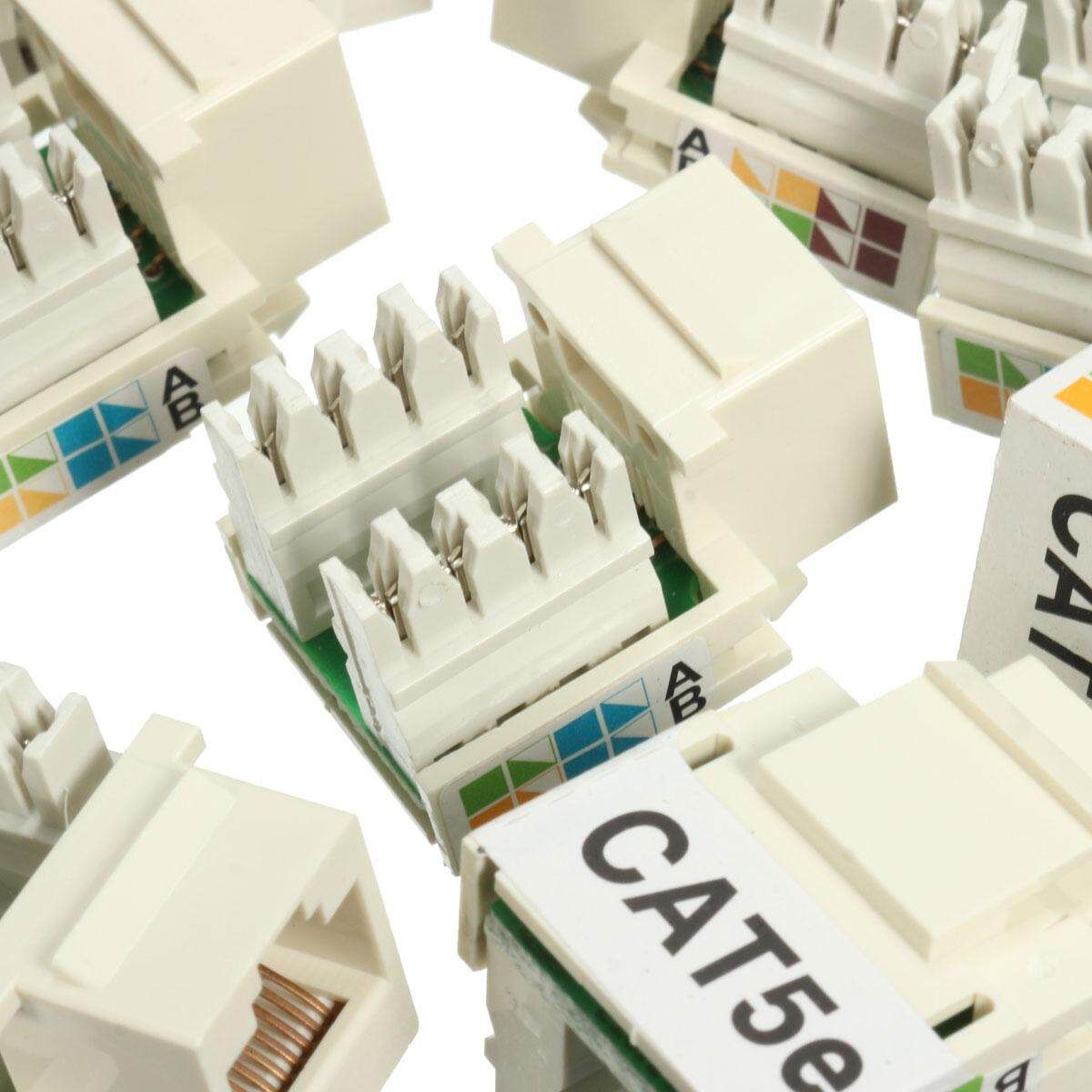 20Pcs Keystone Jack Cat5e White 110 Punch Down Network Ethernet 8P8C RJ45 Lot