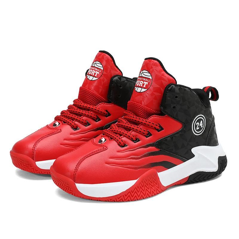 Boys basketball shoes leather sneakers basketball shoes Red