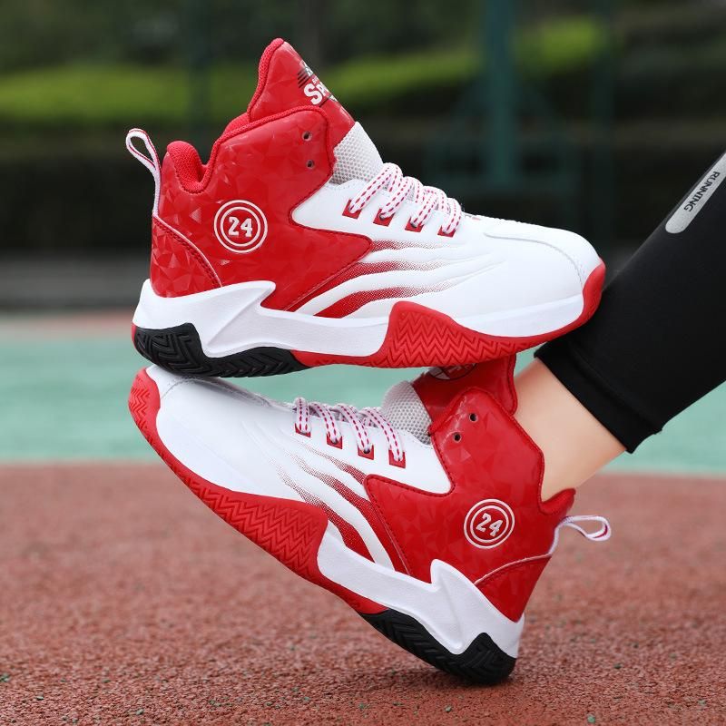 Boys basketball shoes leather sneakers basketball shoes Red