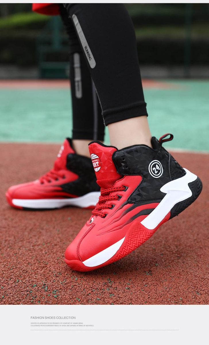 Boys basketball shoes leather sneakers basketball shoes Red