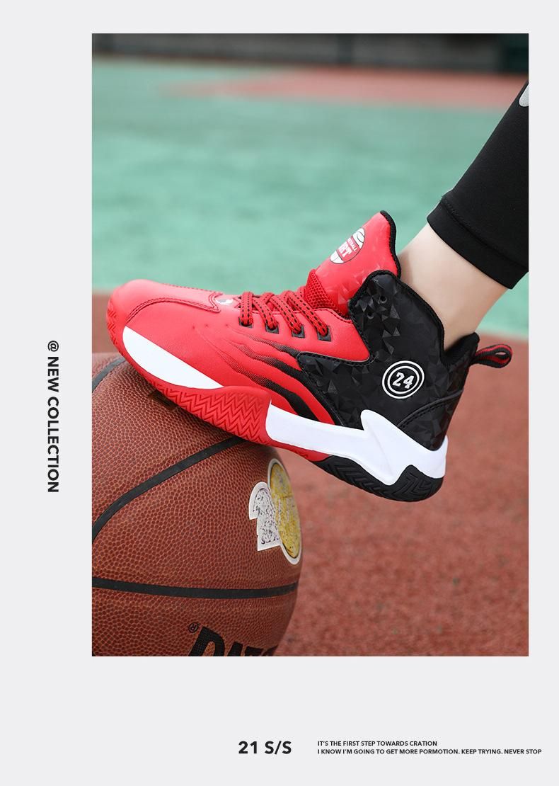 Boys basketball shoes leather sneakers basketball shoes Red