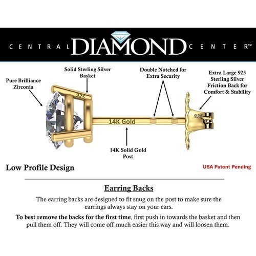 14K Gold Post & Sterling Silver Pure Brilliance Zirconia 3