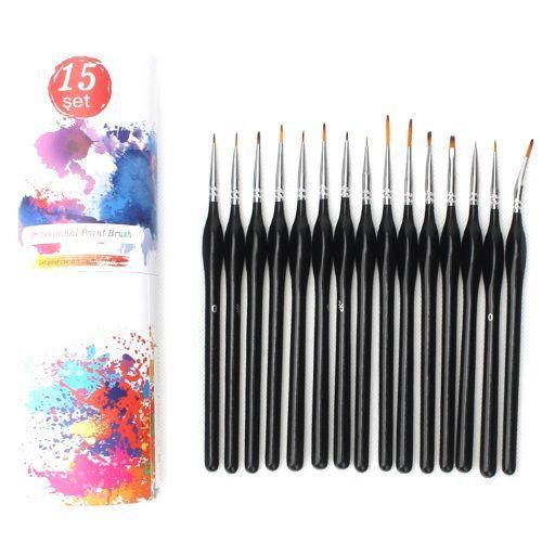 15 Fine-Pointed Detail Brushes Nail Art Brush Set