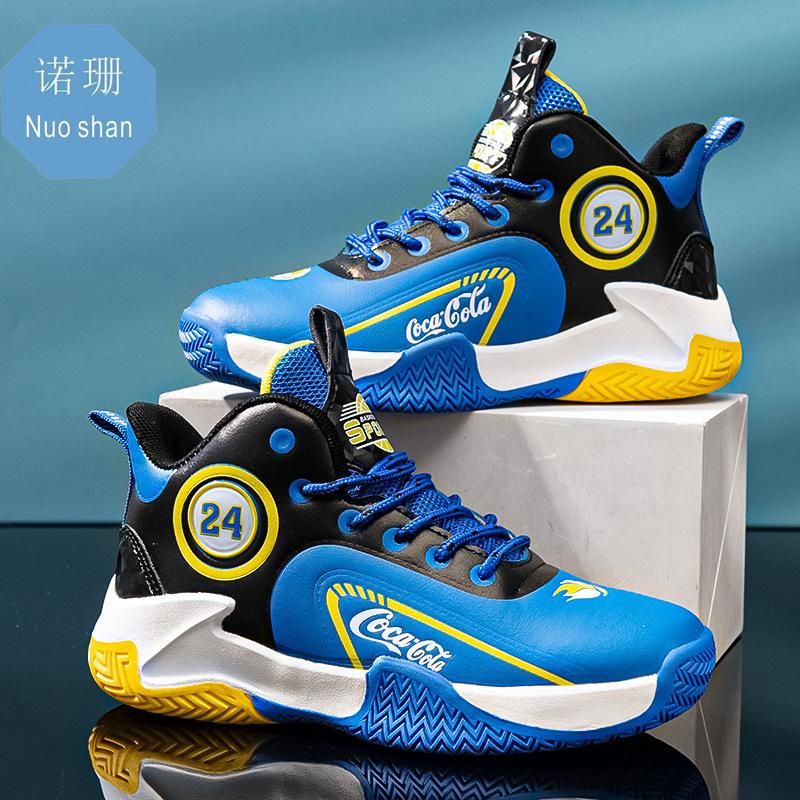 Boys basketball shoes leather waterproof basketball shoes Blue