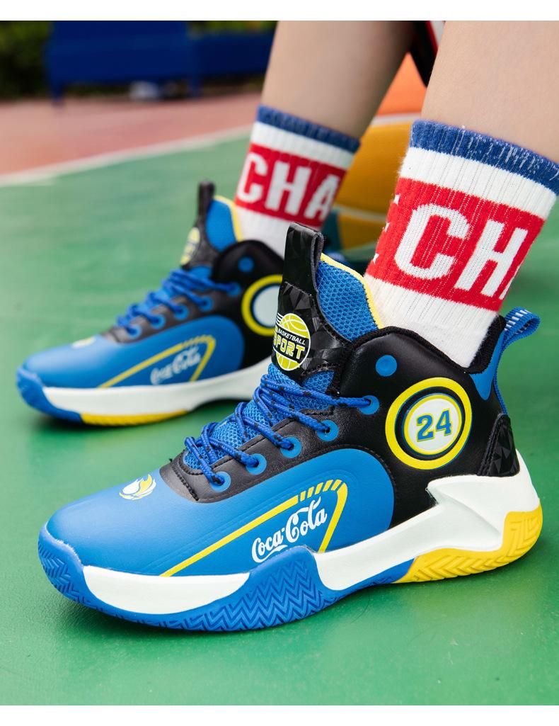 Boys basketball shoes leather waterproof basketball shoes Blue