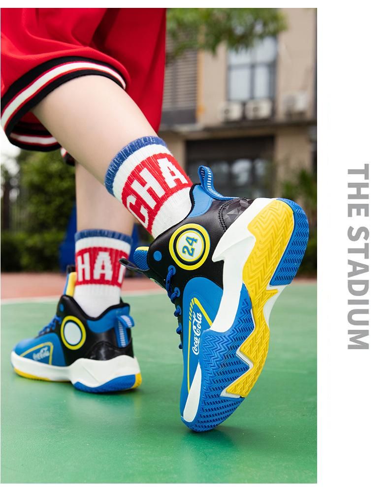 Boys basketball shoes leather waterproof basketball shoes Blue