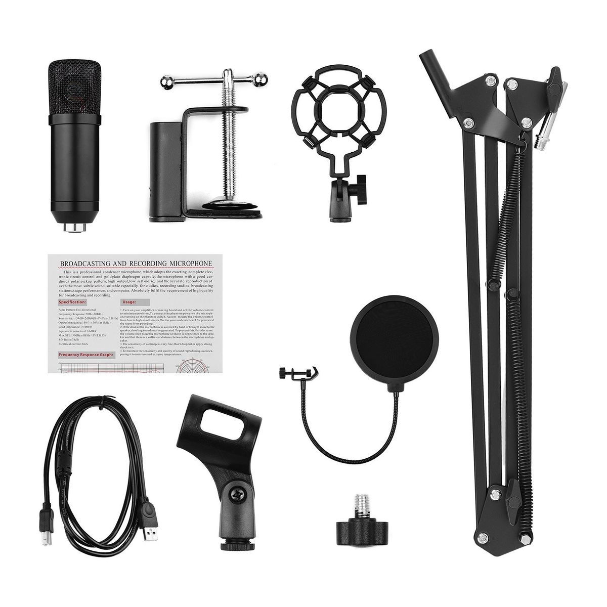 USB Professional PC Microphone Set Cardioid 192KHz/24Bit