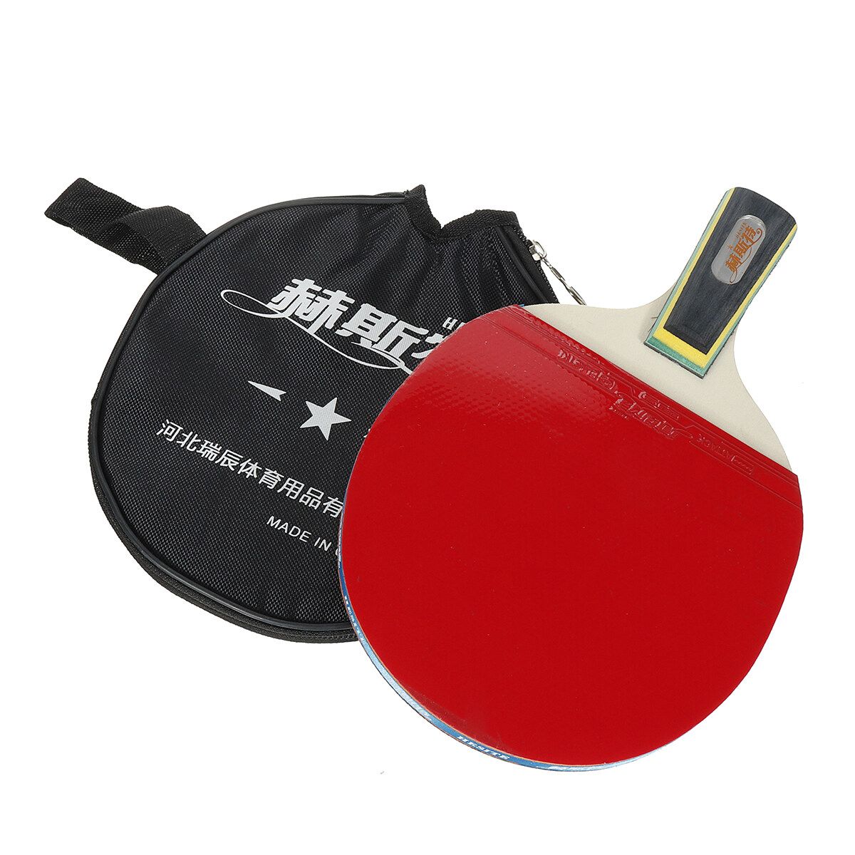 1x Single Wood Rubber Professional Table Tennis Racket Paddle Bat With Cover Bag Chili Red