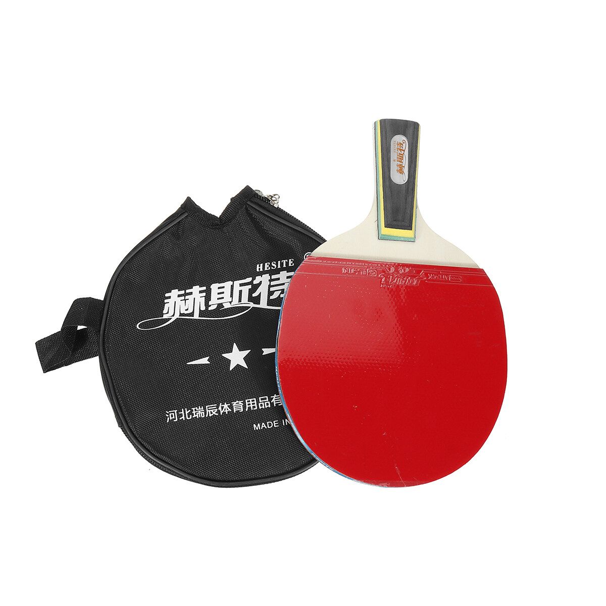 1x Single Wood Rubber Professional Table Tennis Racket Paddle Bat With Cover Bag Chili Red