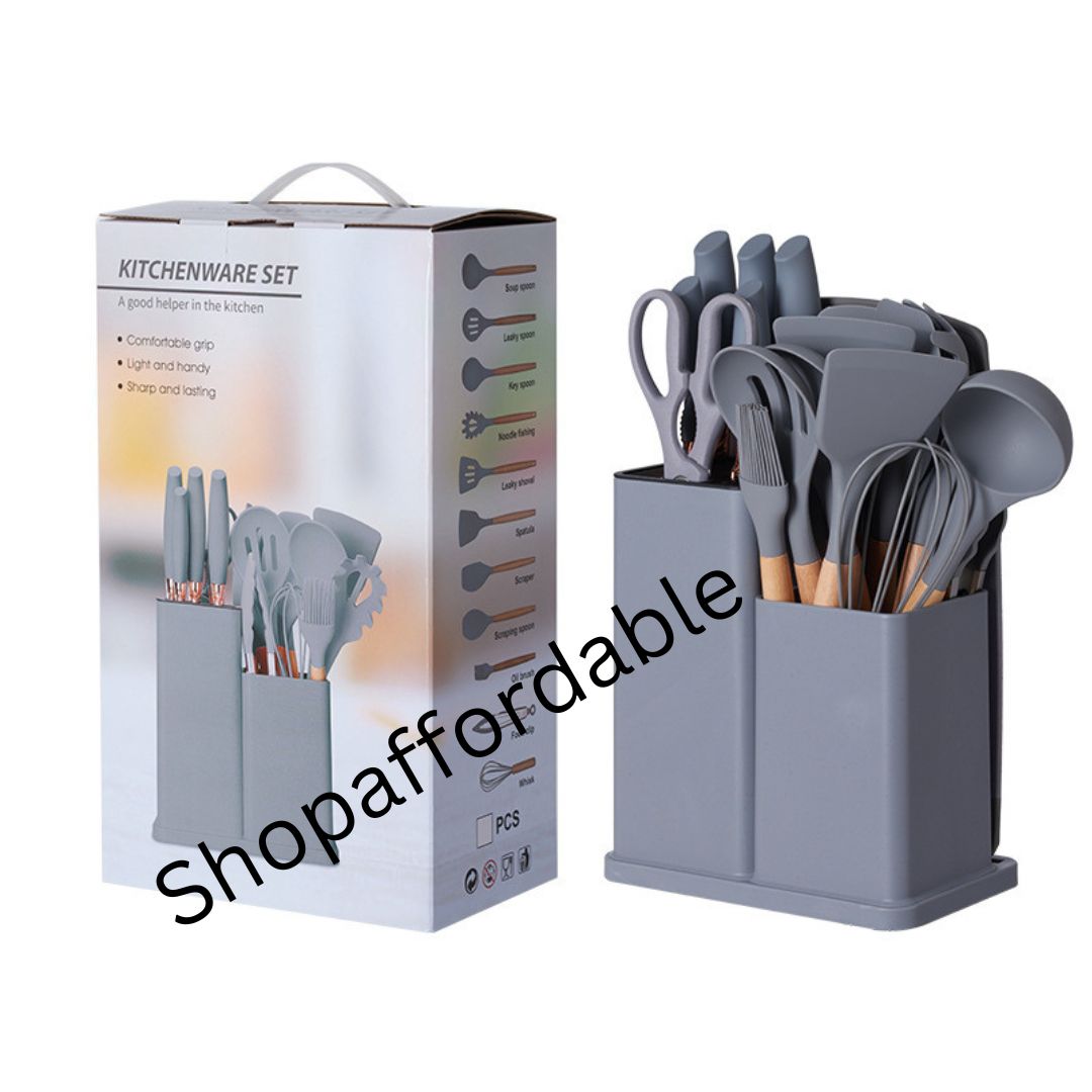 19Sets Of Silicone Kitchenware With Knife Sets