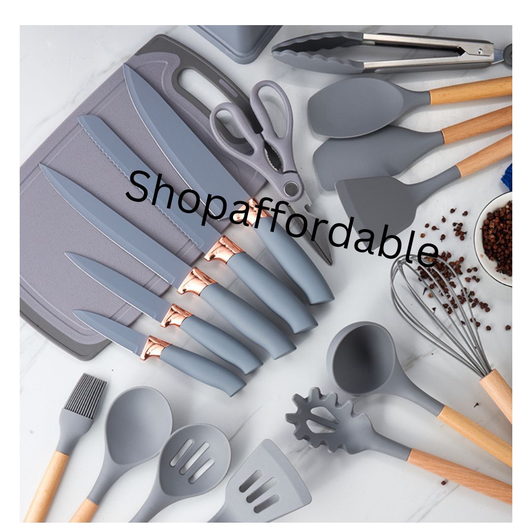 19Sets Of Silicone Kitchenware With Knife Sets