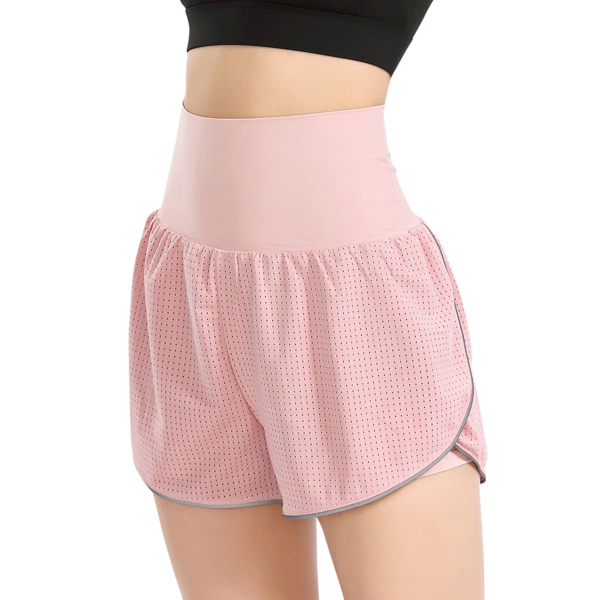 Women 2-in-1 Yoga Shorts High Waist Wide Waistband