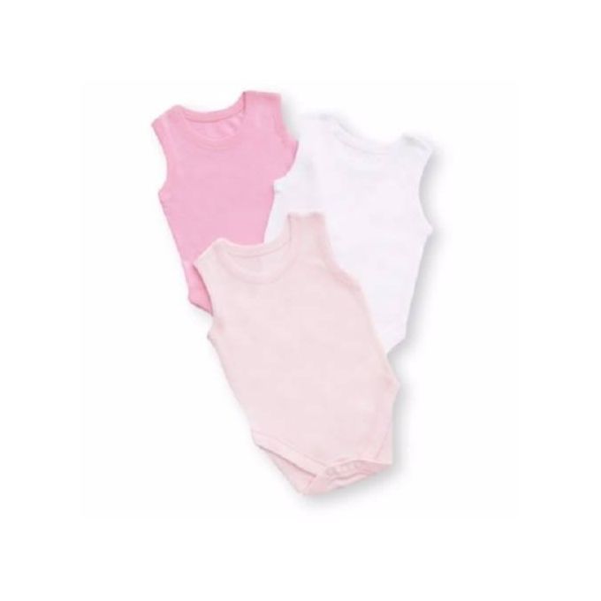 Baby Pink Sleeveless Bodysuits 3 Pack