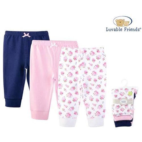 Girls Floral And Plain Colour Pants ( 0 To 3 Months )