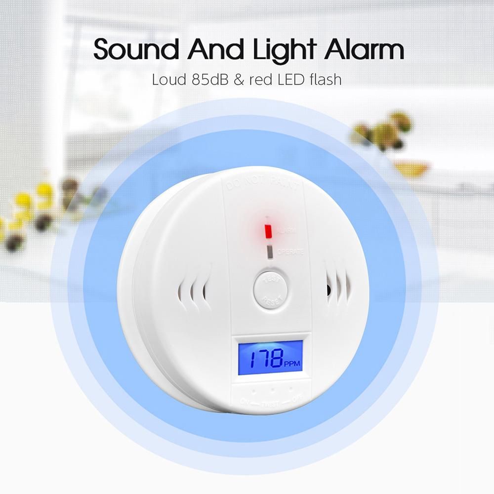 Carbon Monoxide Detector Alarm CO Detector Alarm Sensor with LCD Display Memory Function Battery Operated for House Bedroom Living Room Factory Hotel