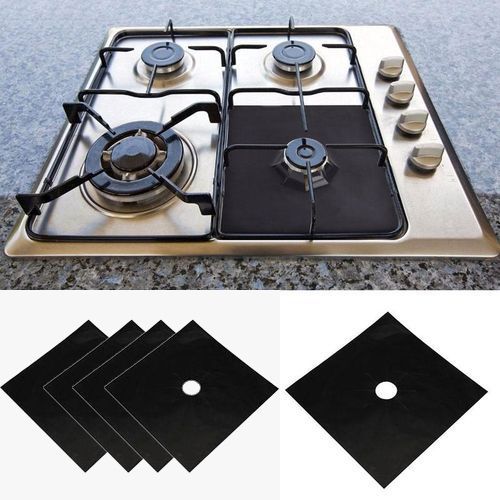 4pcs/set Gas Stove Reusable Protection Pad For Gas Burners