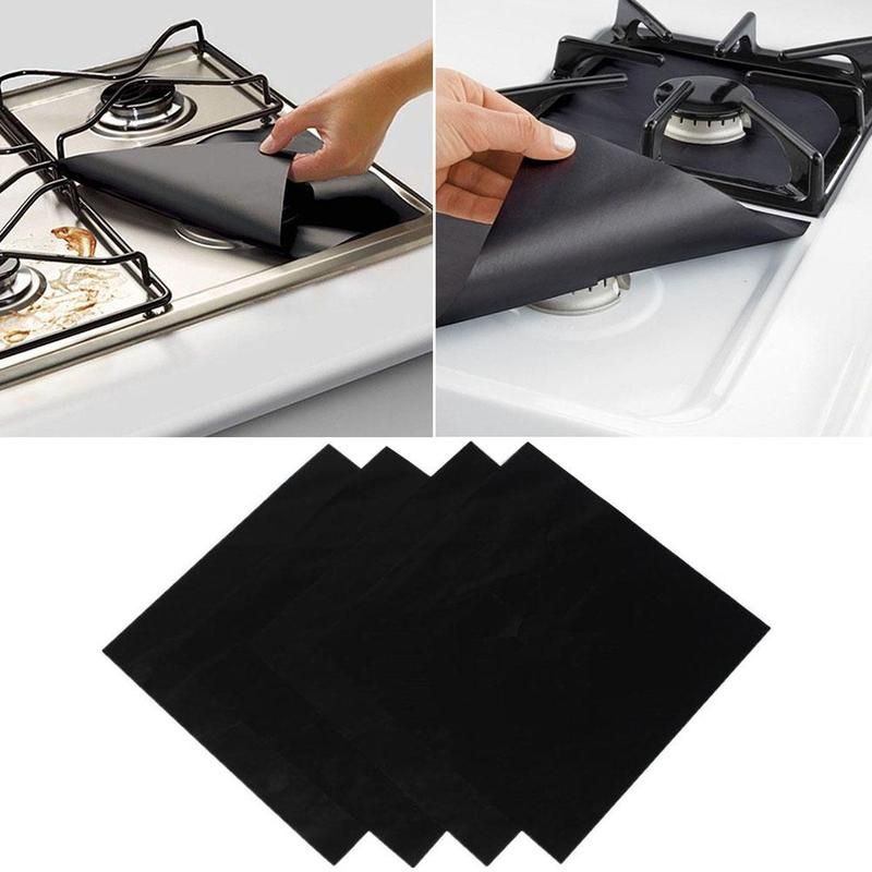 4pcs/set Gas Stove Reusable Protection Pad For Gas Burners