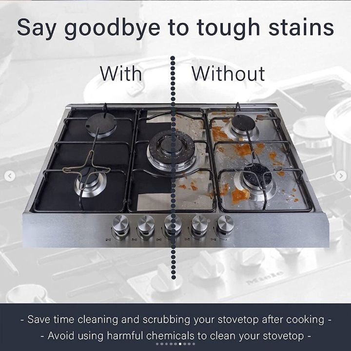 4pcs/set Gas Stove Reusable Protection Pad For Gas Burners