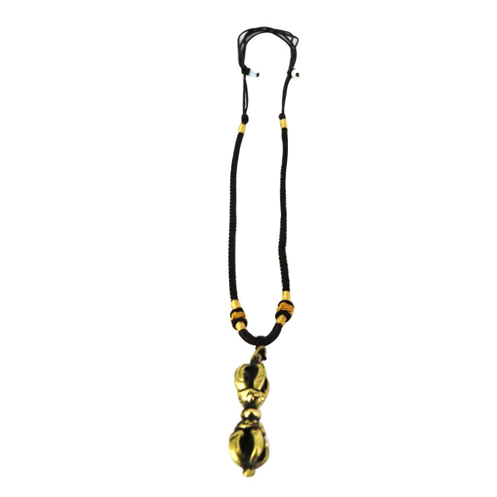 Buddhism Lucky Amulet Copper Five Shares Vajra Pestle Pendant Neckalce