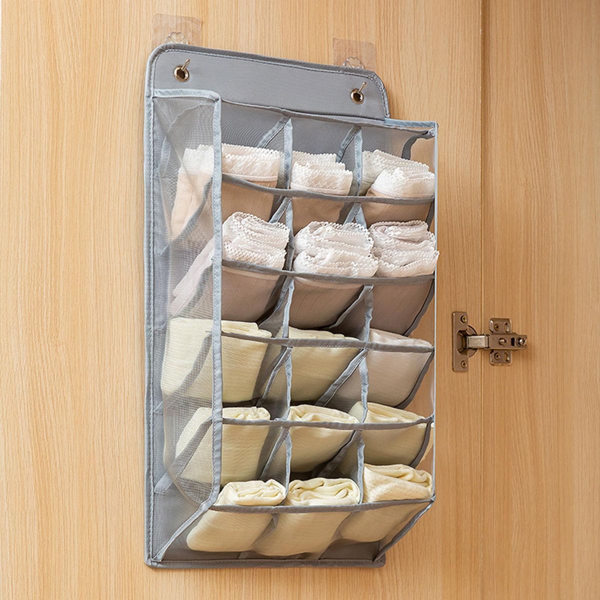 1 Set Storage Bag Punch-free Wall Hanging Storage Bag Dark Gray