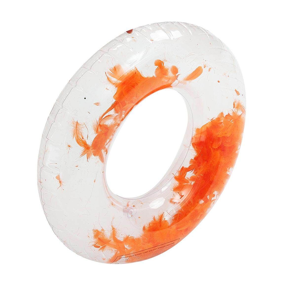 [60/80/90cm] Feather Inflatable Swimming Ring Floating Round Shape Adult & Kid Beach Pool Toys 90.0