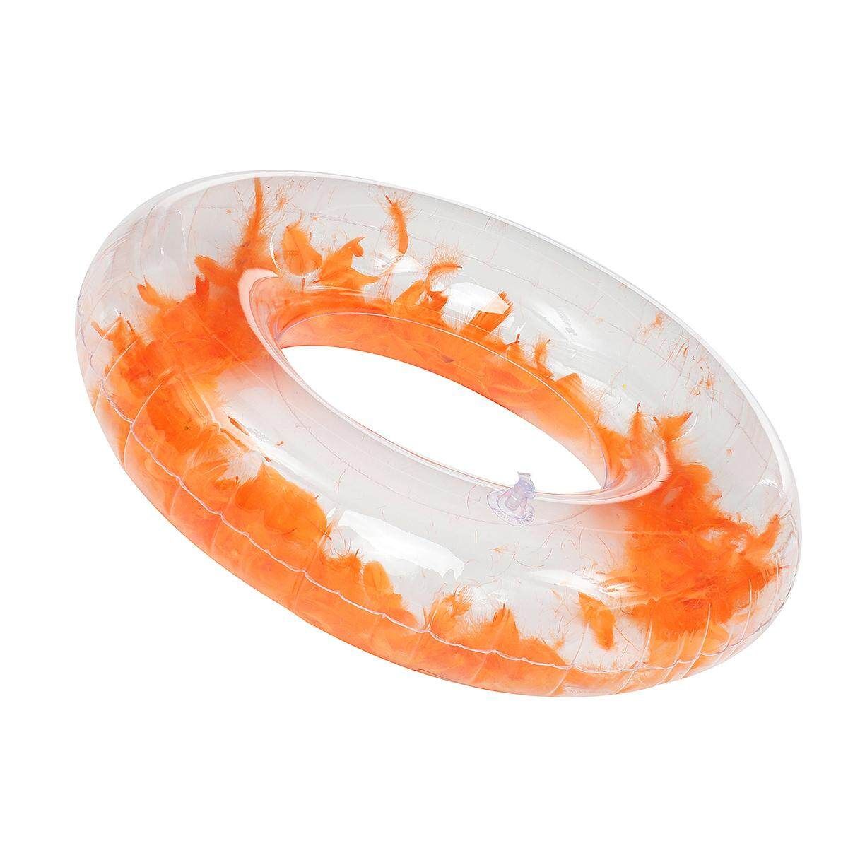 [60/80/90cm] Feather Inflatable Swimming Ring Floating Round Shape Adult & Kid Beach Pool Toys 90.0