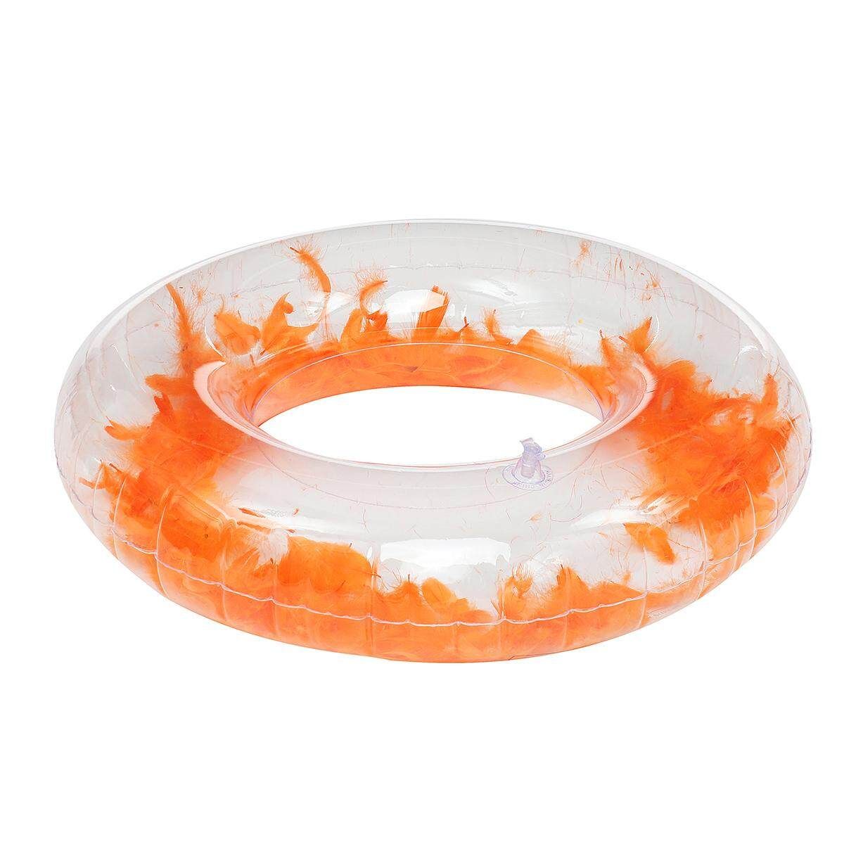 [60/80/90cm] Feather Inflatable Swimming Ring Floating Round Shape Adult & Kid Beach Pool Toys 90.0